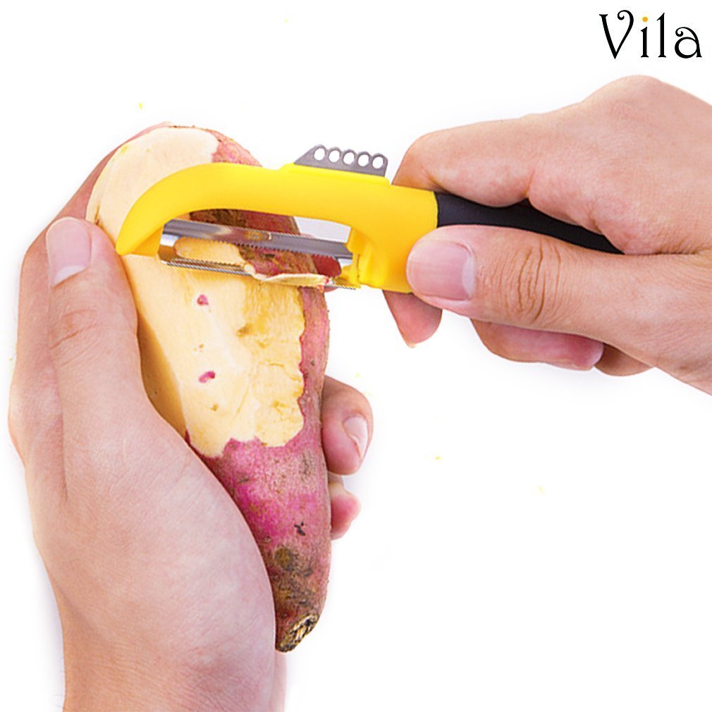 Swivel Peeler by Vila: Multifunctional Single Tool: Efficiently Peels, Scrapes & Skins Vegetables & Fruits: Unique Edge Technology-Comfortable Grip
