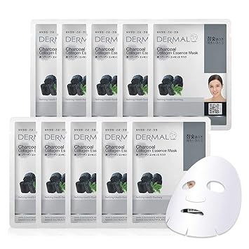Download Buy Dermal Korea Collagen Essence Full Face Facial Mask Sheet Charcoal 10 Pack Online At Low Prices In India Amazon In PSD Mockup Templates