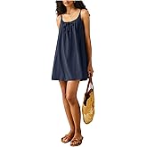 MakeMeChic Women's Flowy Mini Dress Spaghetti Strap A Line Babydoll Summer Short Dresses
