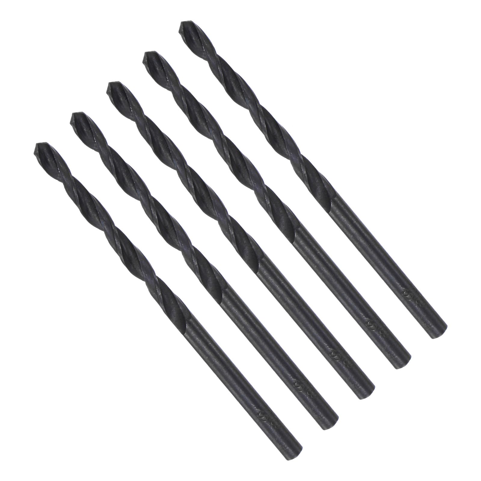 CoCud Twist Drill Bits, 3.8mm Cutting Diameter 0.15" Shank, High-Speed Steel Black Oxide Coating Jobber Bit Set (Applications: for Metal Wood Plastic), 5-Pieces