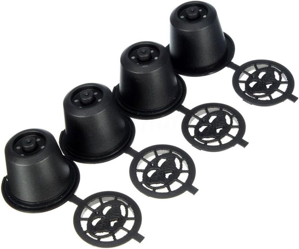 Coffee Capsules Cups 4-Pack, Refillable Pods And 1 PC Spoon For Nespresso Machines (OriginalLine Compatible)