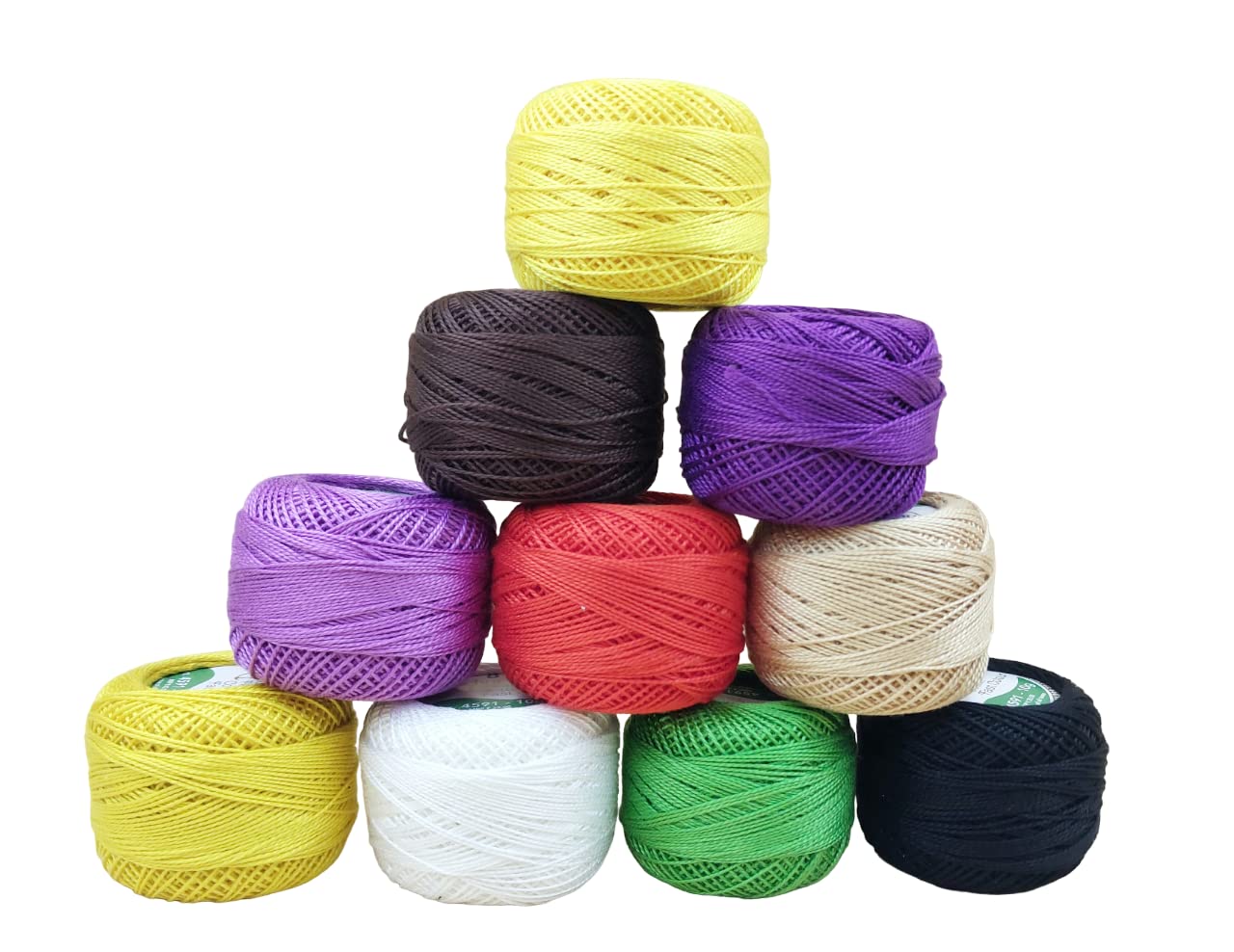 10 Pieces Assorted Color Cotton Balls Crochet Cotton Embroidery Thread Balls Size 8 Pearl Cotton Balls (10 Grams Each)