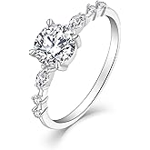CARICY 925 Sterling Silver Promise Ring Round Cut CZ Wedding Bands Rings for Women Wife Girlfriend Anniversary Jewelry Size 5-10