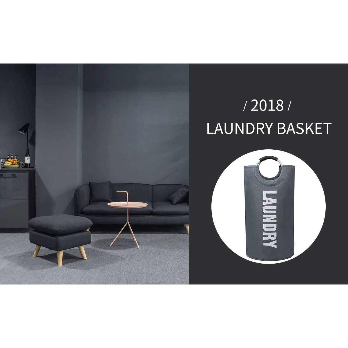 chrislley cesta para la ropa sucia (Oxford grande papelera plegable bolsa para la colada plegable lienzo Holder