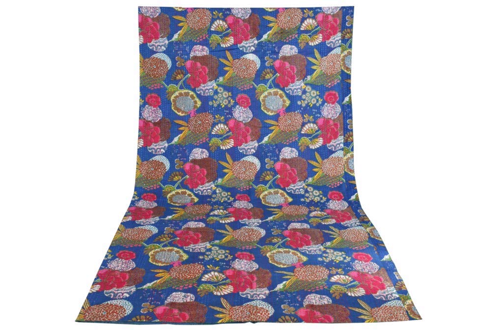 Sophia-Art Indian King/Twin Handmade Cotton Bohemian Blanket Coverlet Throw Angel Printed Bedspread Kantha Quilted Bed Kantha Ethnic Dec（並行輸入品） Sophia-Art Twin&frasl;King Indian Fruit Reversible Bedspread Pattern
