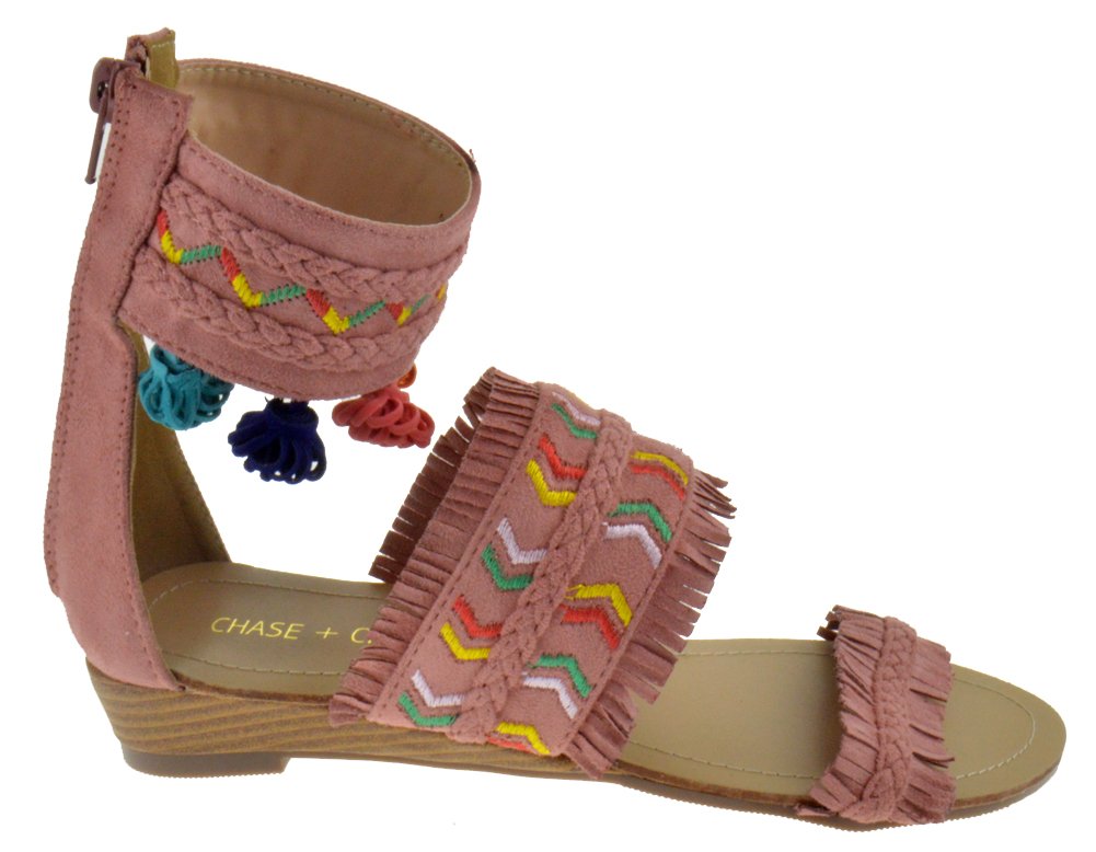 Chase + Chloe Cayne 1 Womens Fringe Tassled Textile Wedge Sandals - Image 3