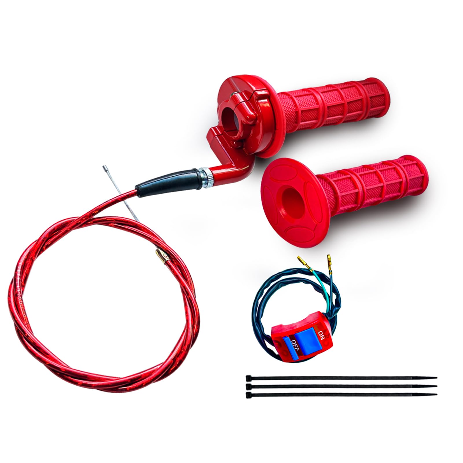 Photo 1 of 7/8 22mm Twist Throttle Accelerator Handle Grips for Pit Bike Mini Bike Throttle Cable Kit 4-Stroke Dirt Bike Pocket Bike for 50cc 90cc 110cc 125cc150cc 200cc 250cc (Red)