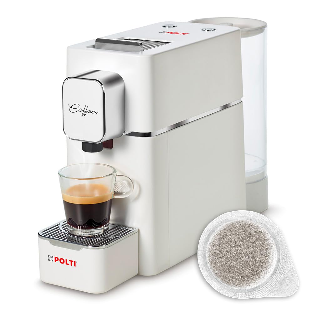 #POLTI Coffea S15W Espressomaschine, kompatibel mit E.S.E. Pads 44 mm, 0,85 l Tank, Pumpendruck 19 Bar, weiße Farbe