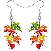 DALANE Acrylic Cute Thanksgiving Maple Leaf Dangle Earrings Fall Gifts for Women, Colorful Leaves Earrings with Water Droplets Design, Autumn Jewelry for Nature Lovers