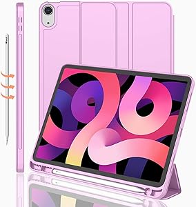 iMieet iPad Air 4 Case 2020 - iPad Air 4th Generation Case 10.9 Inch Lightweight Slim Cover with Translucent Frosted Hard Back [Support Touch ID](Pastel Violet)