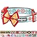 Blueberry Pet 4 Patterns Christmas Moments of Joy Vintage Snowflakes Designer Adjustable Bowtie Dog Collar, Medium, Neck 14.5