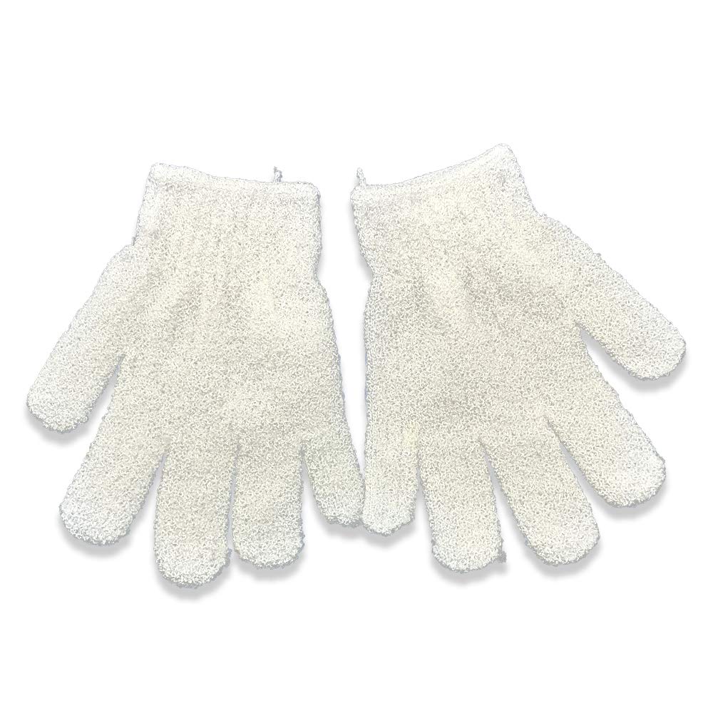 1 Pair Exfoliating Bath Gloves – Soft Body Scrubber Gloves for Shower, Spa, Massage – Dead Skin Remover - Cleanse and Visibly Revive Skin - Look Beautiful, Live Beautifully