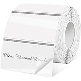 Yeachlaing 1.25" x 2.25" Transparent Thermal Label Stickers,Waterproof Thermal Printer Sticker Labels for Gift Wrapping, Self-Adhesive Name Price Tag DIY Custom Logo Design (500 pcs,Clear)