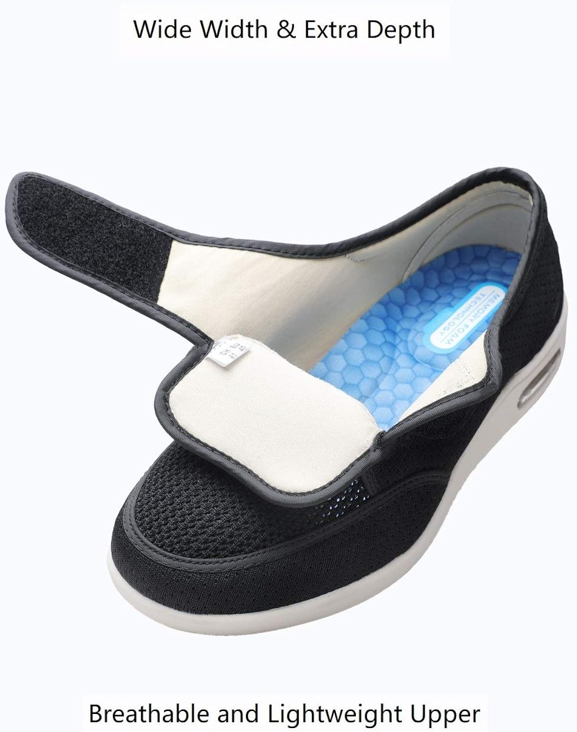 DENACARE Men's Diabetic Shoe with Wide Width Lightweight Velcro Closure: Shoes