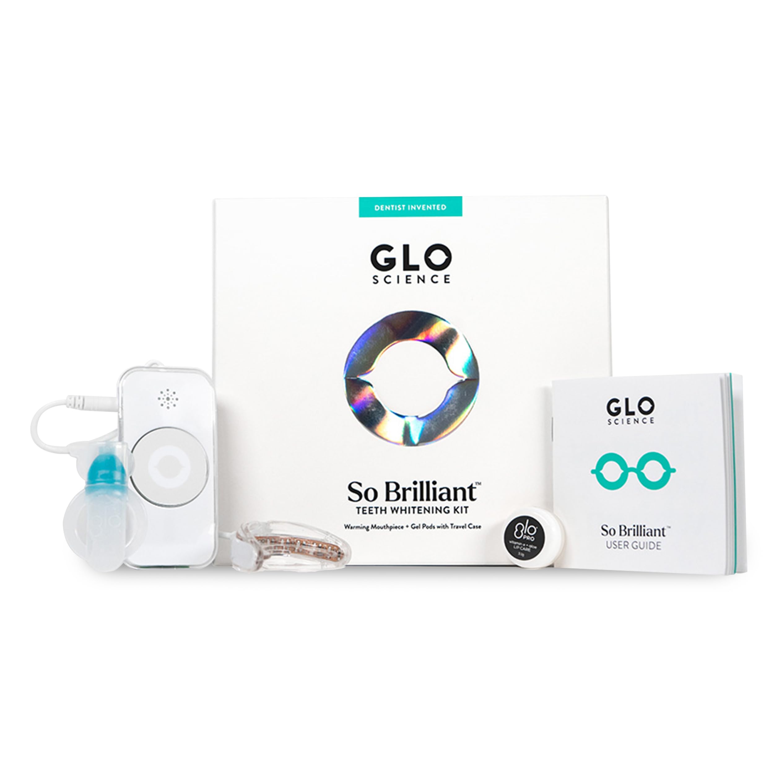 Photo 1 of GLO Science So Brilliant Teeth Whitening Kit – Patented Warming Mouthpiece with LED Light Technology, Whitening Gel w/ 6% Hydrogen Peroxide, Lip Balm – Fastest Way to Whiter Teeth, Sensitivity Free