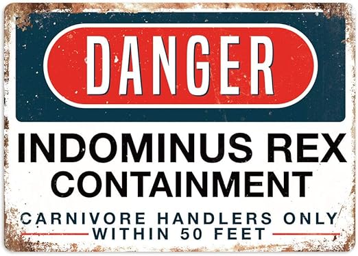 Amazon Com Pottelove Danger Indominus Rex Containment Metal Wall