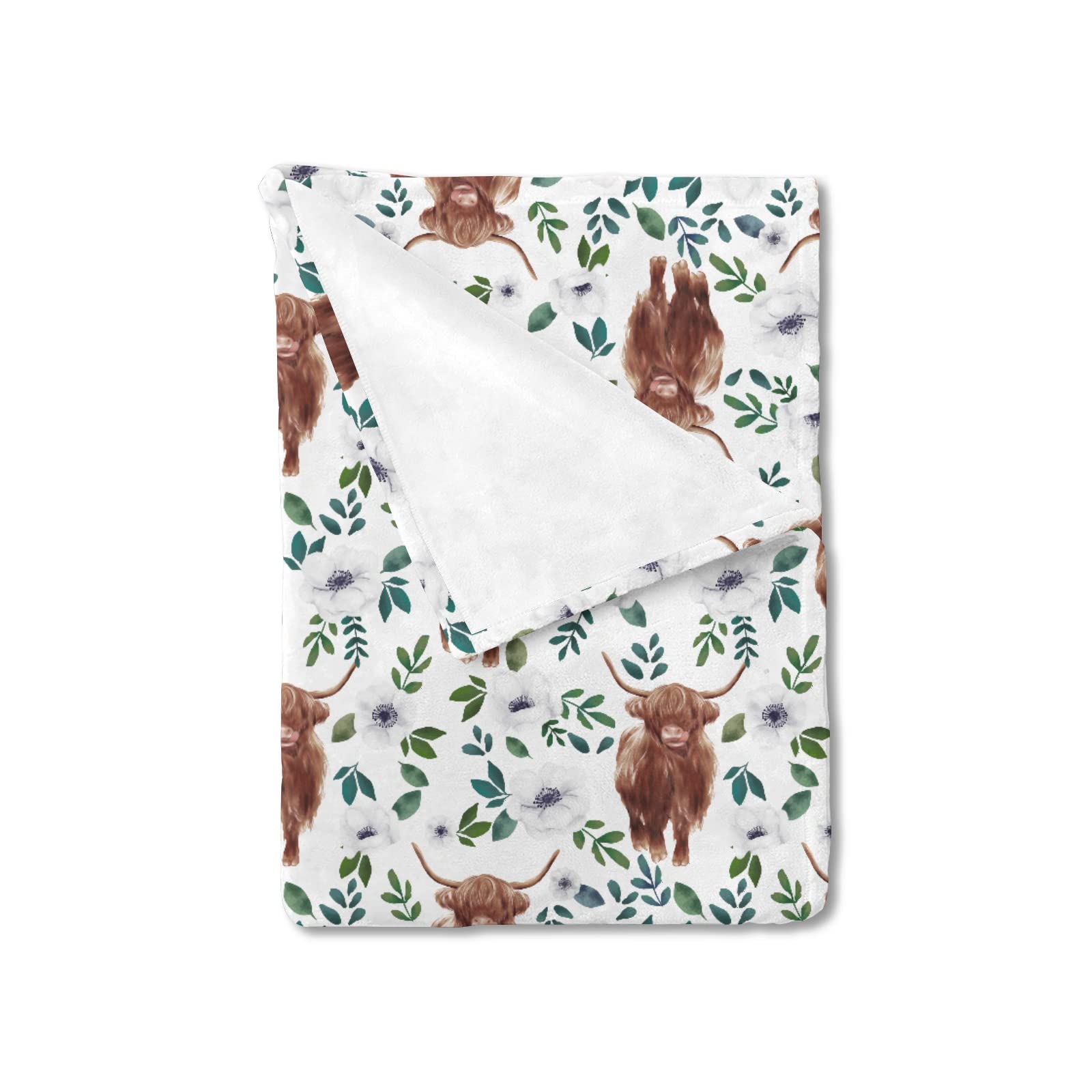 Ynbuyouzhong Highland Cow Boho Retro Floral Baby Blanket Girl Boy Farm Cow Yak Poppy Swaddle Blanket Super Soft Flannel Receiving Blanket Kids Toddler Newborn Nursery Bed Throw Crib Shower Gift 30x40
