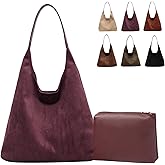 JHhomezeit Brown Suede Bags for Women 2025 Suede Tote Bag Retro Suede Slouchy Bag Brown Suede Women's Shoulder Bag