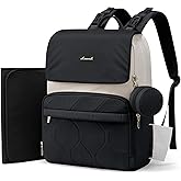 LOVEVOOK Diaper Bag Backpack, Baby Travel Bags for Boys & Girl, Toddler Waterproof Diaper Bag w/Changing Pad (Black, 15.6''-Small)