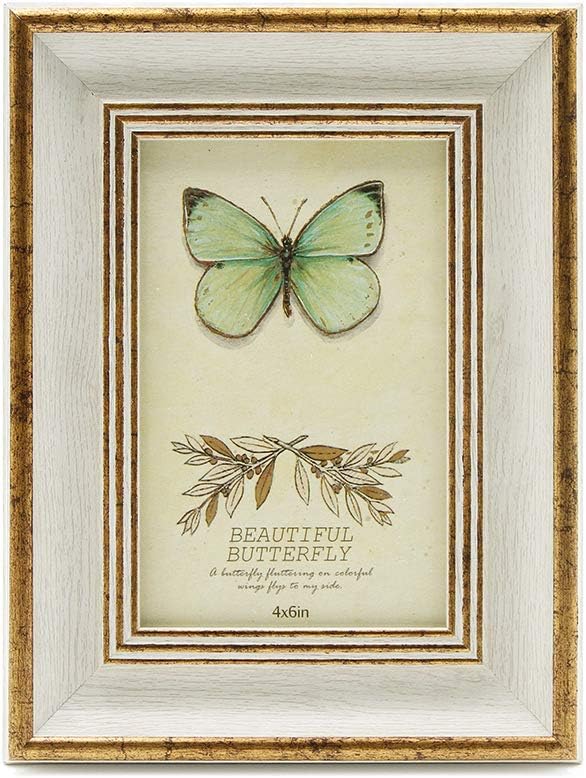 Afuly Vintage Picture Frame 4x6 Gold and Off White for Tabletop Display Wall Hanging Antique Distressed Unique Gifts for Grandma -