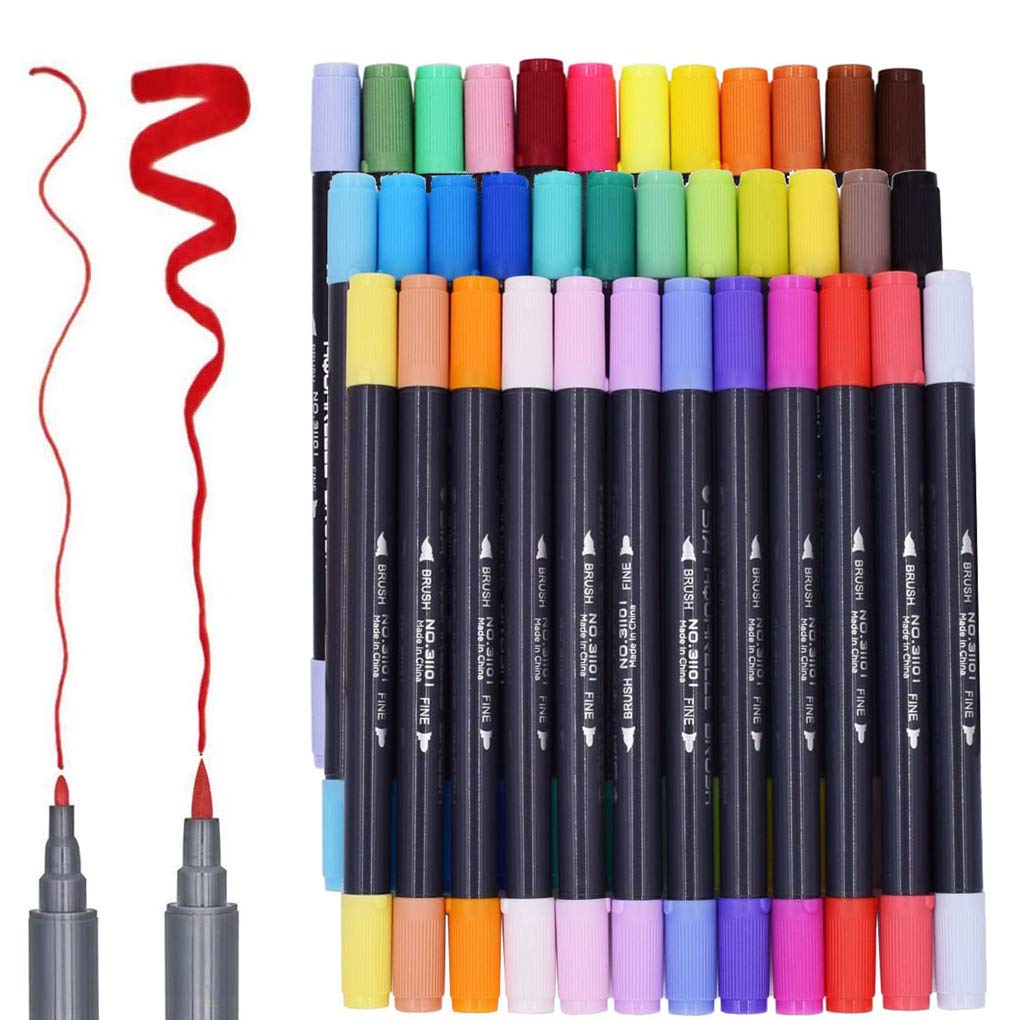 SAYEEC 36 Colors Dual Tips Watercolour Brush Pens Art Marker for Colouring Books