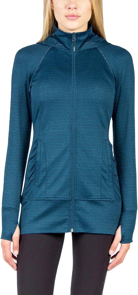 Mondetta Women's Long Jacquard Hooded Knit Jacket (Teal, X