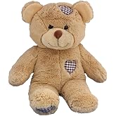Stuffems Toy Shop Record Your own 16 inch Brown Patches Teddy Bear; Soft and Cuddly Plush Companion; Ready to Love in a Few Easy Steps; add a Personalized Message for a Meaningful Keepsake