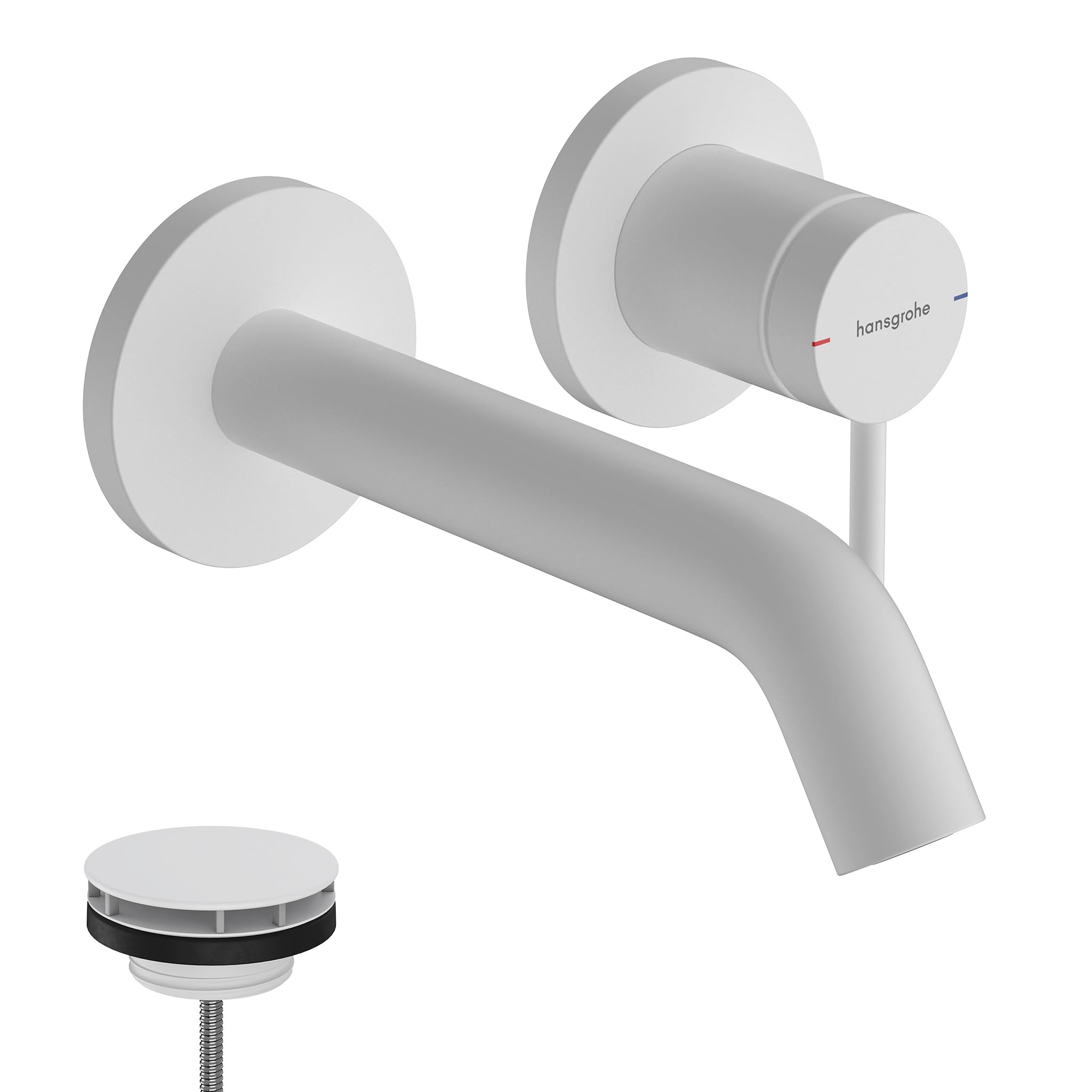 hansgrohe Tecturis S - Bathroom tap Wall-Mounted for Concealed Installation, Bathroom Sink Water tap with spout 16,5cm, Bathroom Mixer tap Water-Saving (EcoSmart+), matt White, 73350700