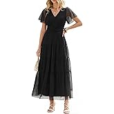 ANRABESS Womens Summer Floral Maxi Dress Short Sleeve Flowy Tulle Wedding Guest Beach Vacation 2026 Spring Party Long Dresses
