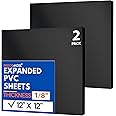 Performore Expanded PVC Sheet Lightweight Rigid Foam 3mm (1/8 inch) 12 x 12 inches Black Ideal for Signage, Displays, and Digital/Screen Printing (2 Pack)