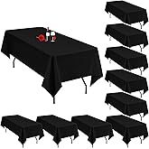 10 Pack Black Table Clothes for 8 Foot Rectangle Tables 60 x 126 Inch Black Tablecloth 8ft Tablecloths Linen Polyester Fabric Washable Table Cloth Rectangle Cover for Parties Wedding Banquet