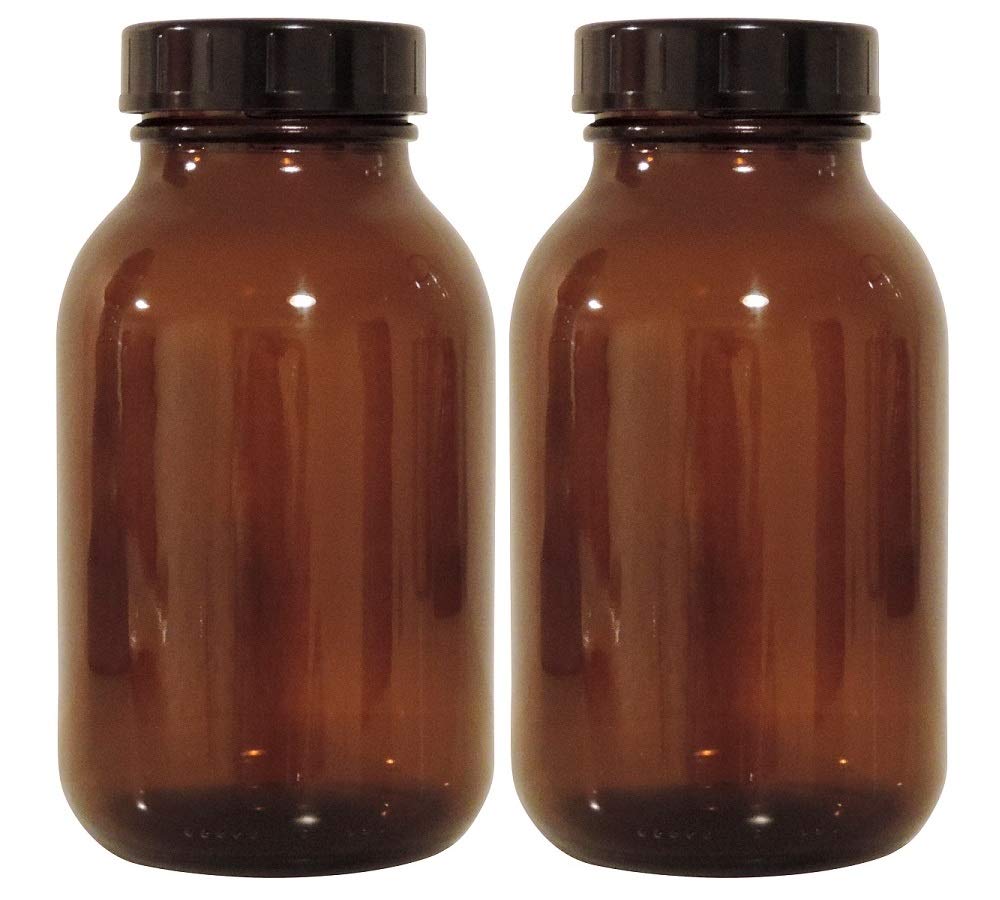 Mikken Brown Apothecary Jar Set 2 x 500 ml Including Screw Cap and Labels Made in Germany, Cream