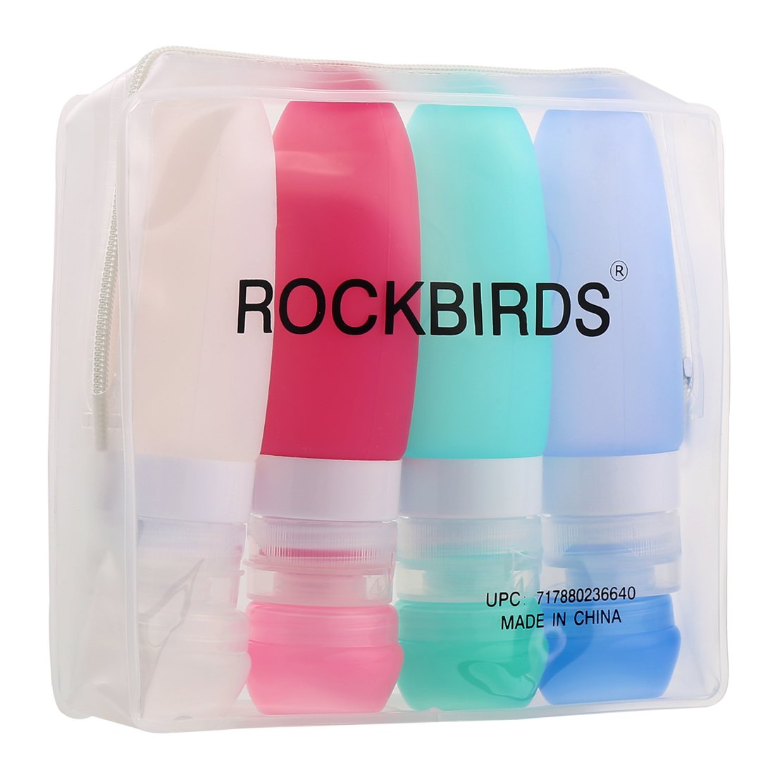 Leakproof Silicone Travel Bottle, ROCKBIRDS Refillable Travel Toiletries Containers With 3 oz Squeeze Shampoo Bottle(89ml) & Cosmetic Containers(10mL), FDA Certificated, TSA Approved