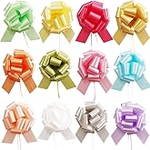 12 Pcs Christmas Pull Bows,6 Inches Gift Bows with Ribbon Mixed Color Bows Gift Wrap Bows for Wedding,Gift Basket, Valentines Day, Birthday, Anniversary, Florist Packaging (12color-1)