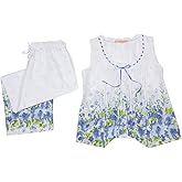 LA CERA Women's Sleeveless Printed Cotton Pajama Set