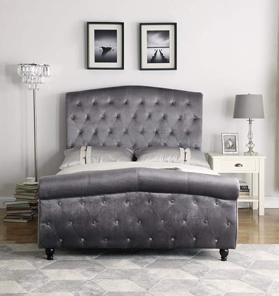 Rochelles - Marco de cama (terciopelo, peltre, espuma ...