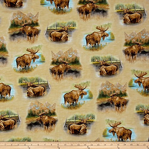 Moose Fabric by the Yard Kritters in the Mailbox Moose Fabrics