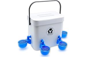 GIFANK 【Clearance Chicken Feeder Chicken Waterer,2 Gallon Automatic Chicken Feeder and Waterer No Waste,Hanging Poultry Waterer Feeder with Four Chicken Waterer Nipples,Chicken Coop Accessories