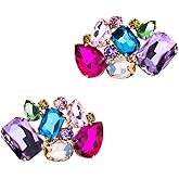Ruihfas 2Pcs Brilliant Multicolored Crystal Shoe Clips Buckles Rhinestone Removable Decorative Shoes Jewelry Accessories Decoration for Women
