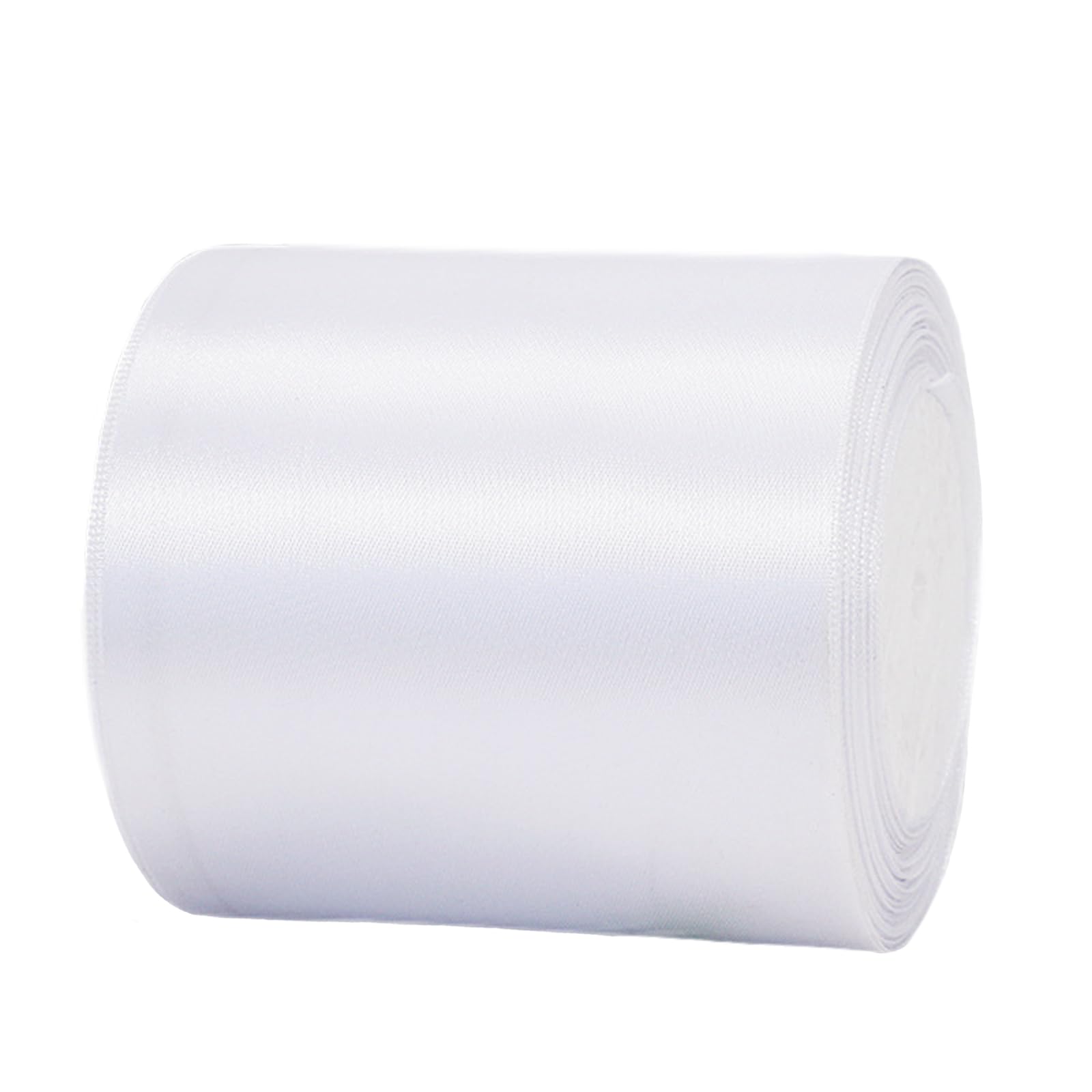 Wide White Satin Ribbon 100mm (3.9 Inch) for Gift Wrapping, 22m Thick Silk Ribbon for Crafting, Halloween, Christmas, Party, Wedding Car, Bouquets, Cake Decorations