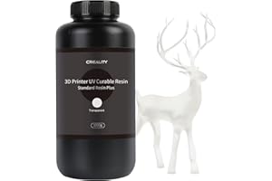 Creality 3D Printer Resin 1kg, Upgraded Standard Photopolymer Resin 405nm UV-Curing Resin 3D Printer Liquid for ANYCUBIC, ELEGOO, LCD/MSLA/DLP 3D Printing, Low Shrinkage, High Precision, Clear