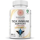 Samsara Herbs Tick Immune Support - Japanese Knotweed, Cats claw, Andrographis, Cryptolepis, Sarsaparilla, Resveratrol, Tick Bite Support 240 Capsules