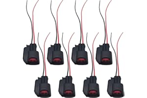 Sumjig 8 PCS Car Fuel Injector Plug, Waterproof EV6 Pigtail Wiring Harness Socket Replacement, Plug and Play Fuel Injector Connector, Compatible with Buick Cadillac Chevrolet Dodge Ford (Black)