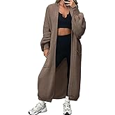 LILLUSORY Women's Oversized Long Cardigan Open Front Duster Sweater Coatigan with Pockets