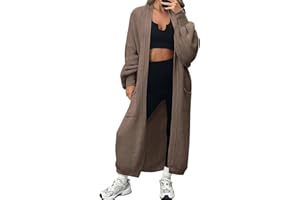 LILLUSORY Women's Oversized Long Cardigan Open Front Duster Sweater Coatigan with Pockets
