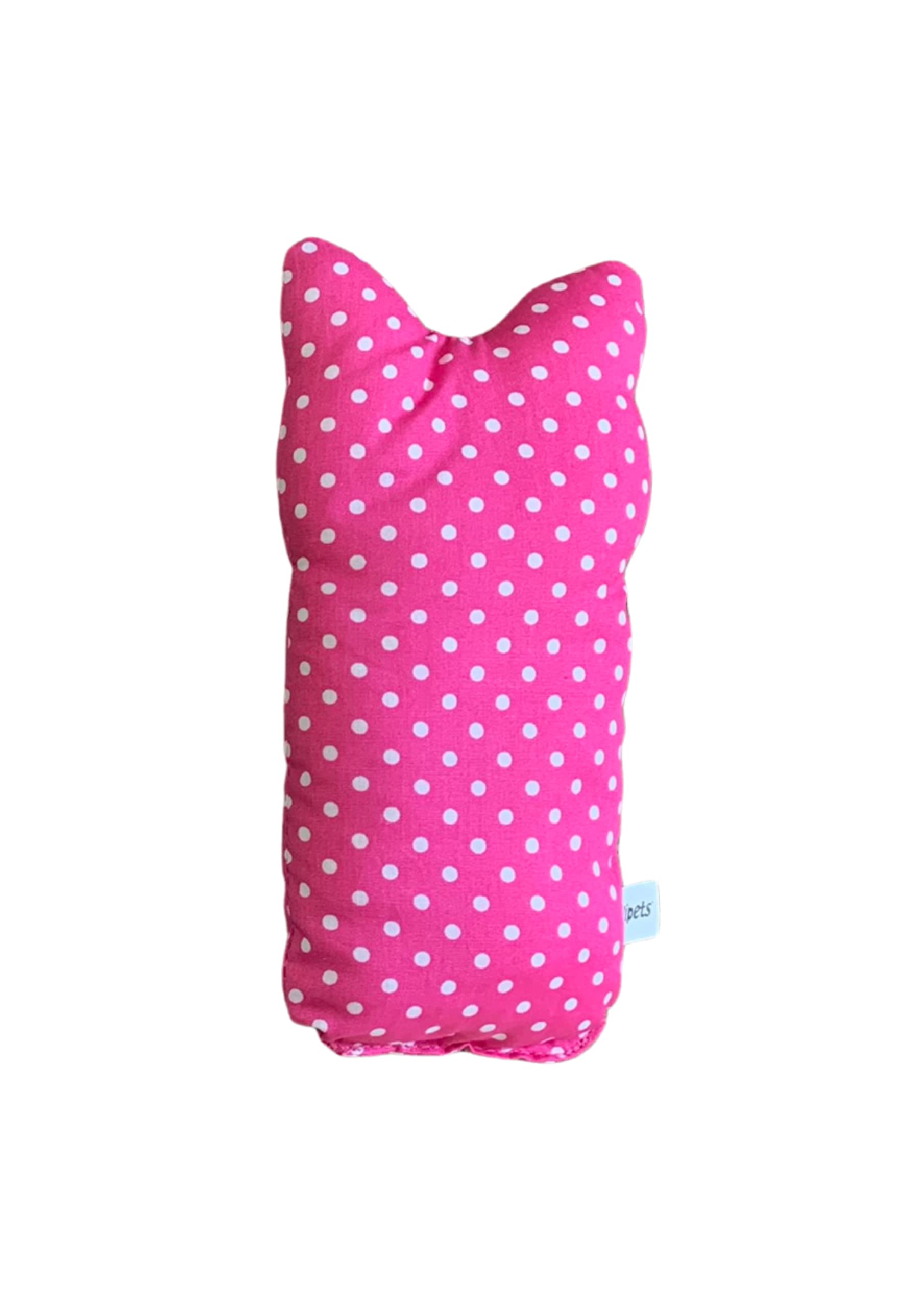 Billipets Fabric Spotty Cat Shape Valerian Cat Cushion Cat Toy, Pink, 20cm x 8 cm