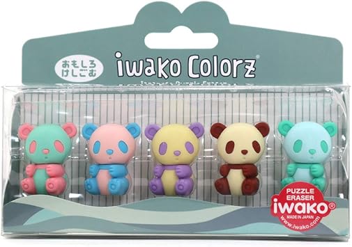 Amazon イワコー おもしろ消しゴム カラーズ パンダ 5個入り 5色 パック Er Glb003 ケシゴム けしごむ ジオラマ ぱんだ 消しゴム 文房具 オフィス用品