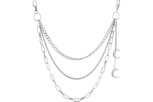 GIMILANG Moon Pendants Trousers Chain, Pants Chain Belt Chain Pocket Chain Hip Hop Punk Jeans Chain Goth Accessories
