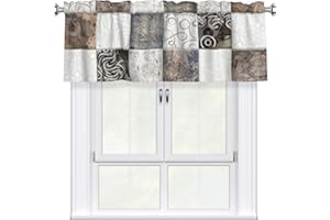 Kitchen Window Valance with Modern Designs Pattern 54x18 in, Window Treatment Decor Rod Pocket Short Curtain Valances for Bat