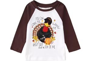 AFUKUIA Toddler Baby Boy Girl Gobble Shirt Thanksgiving Turkey Print Long Sleeve Blouse Top Kid Fall Casual Clothes